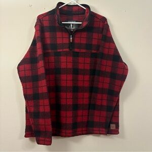 John Wayne stock & supply Fleece Pullover men’s  L wooly plaid red & black